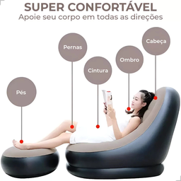 Poltrona Inflável Ultra Lounge com Pufe Sofá Preguiçoso - 4