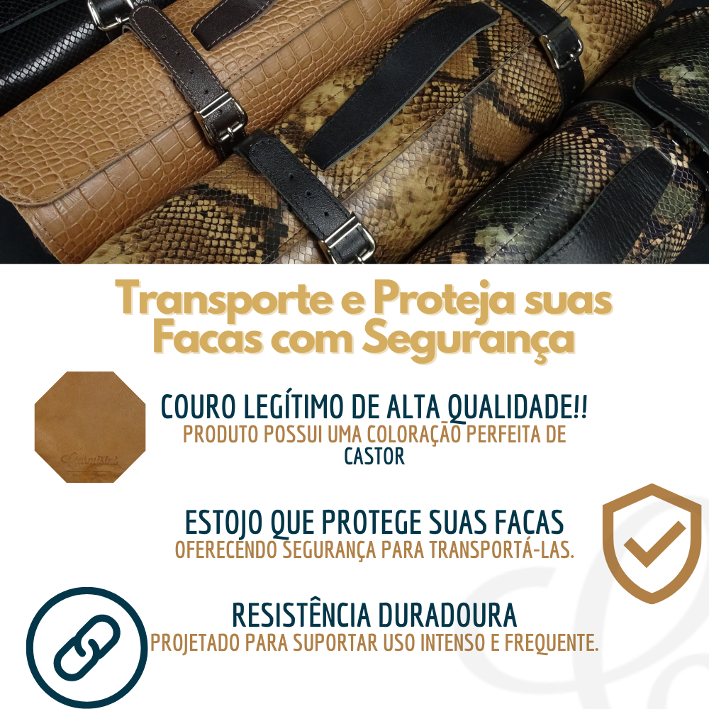 Estojo para Facas em Couro Profissional - 8