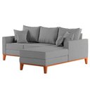 Ver imagem 3 de Sofá 3 Lugares Beny com Chaise Direito Linho Cinza