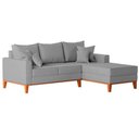 Ver imagem 2 de Sofá 3 Lugares Beny com Chaise Direito Linho Cinza