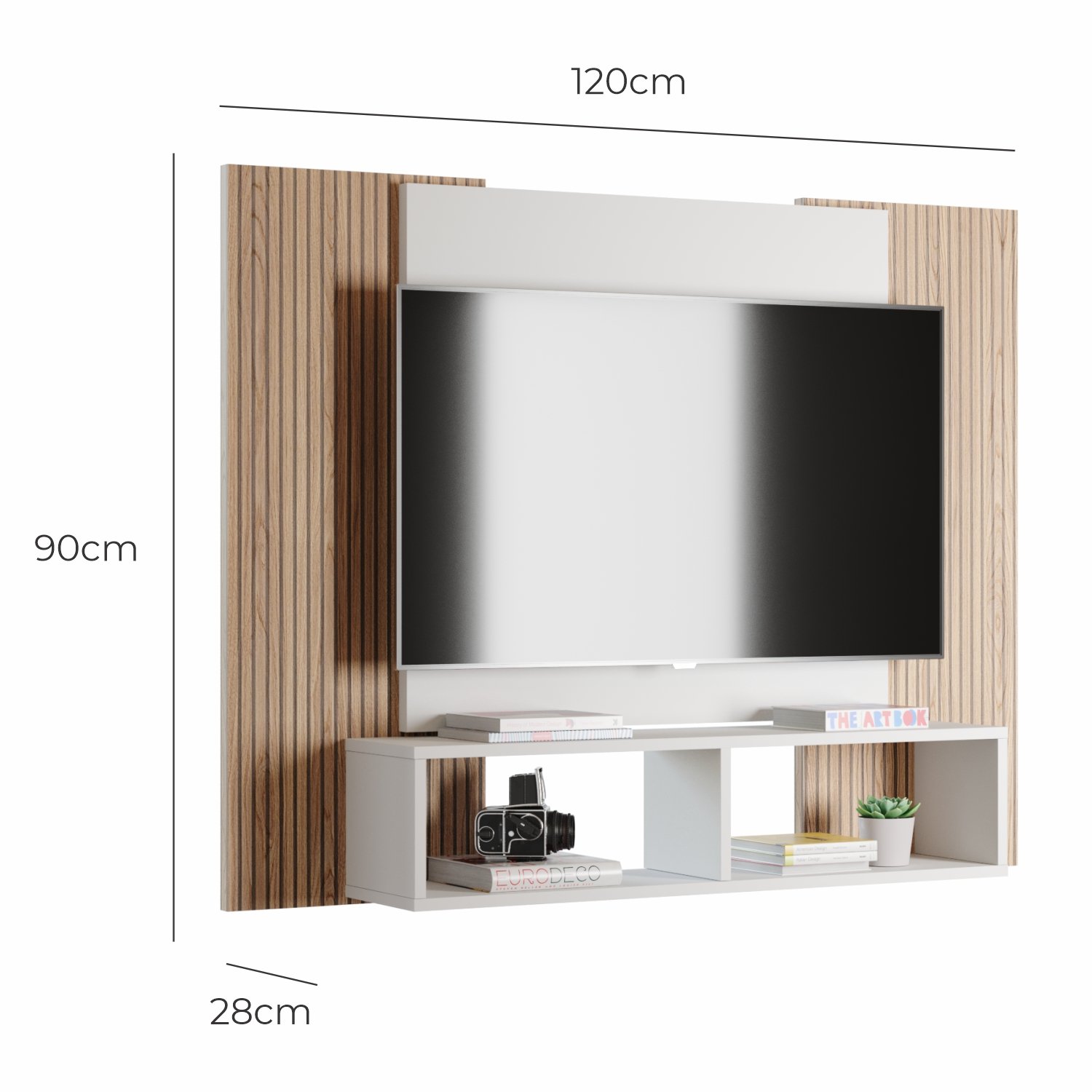 Painel para Tv até 42 Polegadas com Nichos Gaia - Branco / Cinamomo - 3