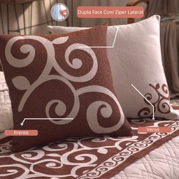Almofada com Enchimento Decorativa Turin Premium Jacquard Estampado Arabesco Coral - 3