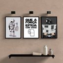 Ver imagem 2 de Kit 3 Quadros Banheiro Divertido 24x18cm:Madeira preta
