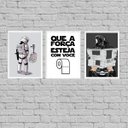 Ver imagem 1 de Kit 3 Quadros Banheiro Divertido 24x18cm:Madeira preta