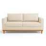 Sofá 03 Lugares Juliette Corino Bege Base Madeira Castanho - 3