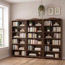 Ver imagem 1 de Kit 3 Estantes de Livros 85CMX190CM 100% Madeira Maciça 5 Prateleiras Rubi Marrom
