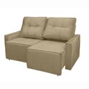 Ver imagem 3 de Sofá Retrátil Reclinável 2 Lugares Moderno e Confortável para Recepção e Sala Veludo Oslo:bege