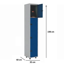 Armário Roupeiro Aço 4 Portas Academia Guarda Volume Ea701 Azul - 3