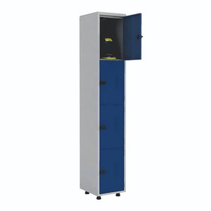 Armário Roupeiro Aço 4 Portas Academia Guarda Volume Ea701 Azul