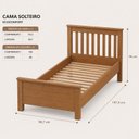 Ver imagem 3 de Cama de Solteiro de Madeira Maciça Ecoconfort - Amêndoa