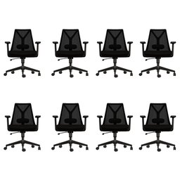 Kit 8 Cadeiras Escritório Presidente Ergonômica Nr17 Elements Apoio Lombar Preta - 1