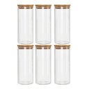 Ver imagem 1 de Kit 6 Potes Borossilicato Hermético Tampa Bambu 1800ml Class