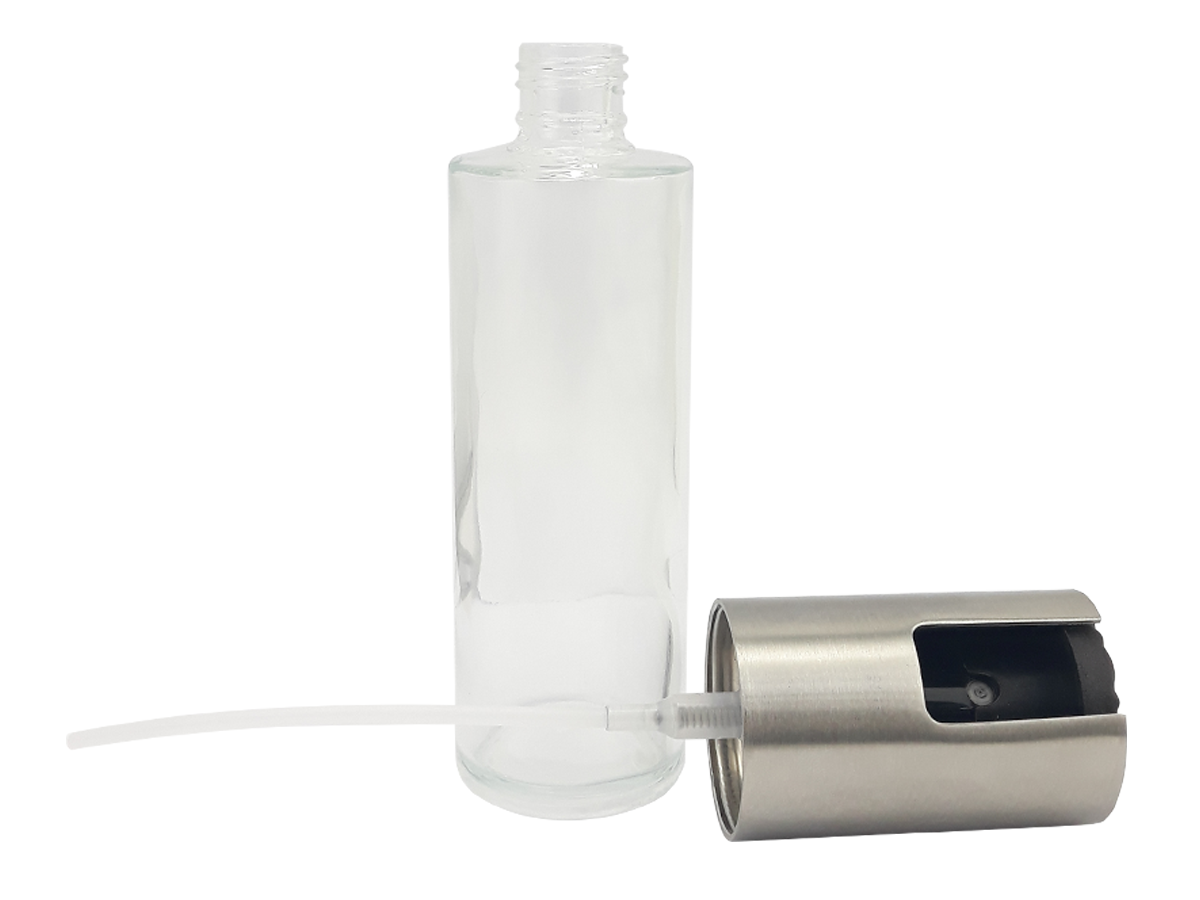 kit 4 Spray Pulverizador Borrifador Dosador Para Azeite Vinagre Frasco De Vidro Acabamento Aço Inoxi - 4