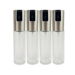 kit 4 Spray Pulverizador Borrifador Dosador Para Azeite Vinagre Frasco De Vidro Acabamento Aço Inoxi - 1
