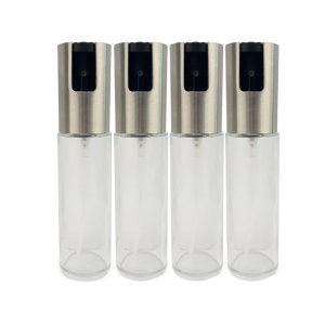 kit 4 Spray Pulverizador Borrifador Dosador Para Azeite Vinagre Frasco De Vidro Acabamento Aço Inoxi
