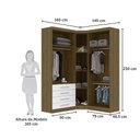 Ver imagem 4 de Guarda Roupas Modulado de Canto Diagonal 3 Peças com 5 Portas e 4 Gavetas Paris Luciane Móveis