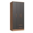 Ver imagem 2 de Guarda Roupa 3 Portas 2 Gavetas Moscou Cedro e Titânio