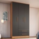 Ver imagem 1 de Guarda Roupa 3 Portas 2 Gavetas Moscou Cedro e Titânio