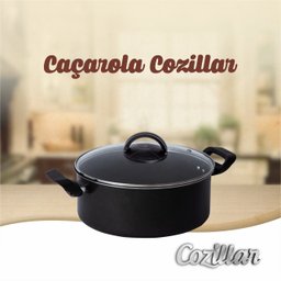 Panela Caçarola para Cozinha Avulsa Teflon C/ Tampa De Vidro Nº 18 Preto - 5