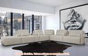 Ver imagem 3 de Sofá de Canto Yale 5 Lugares + Puff e Console com Luminária Couro Pérola 590cm - 69958