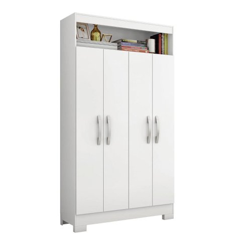 Armário Multiuso 4 Portas e Nicho Nt4040 Branco/rosa Notável Móveis