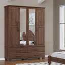 Ver imagem 1 de Guarda Roupa 4p 4g Espelho Madeira Maciça 168 Cm 2252 Cafe Milani Store