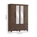 Ver imagem 3 de Guarda Roupa 4p 4g Espelho Madeira Maciça 168 Cm 2252 Cafe Milani Store