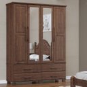 Ver imagem 2 de Guarda Roupa 4p 4g Espelho Madeira Maciça 168 Cm 2252 Cafe Milani Store