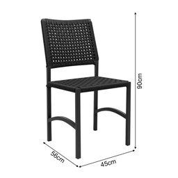 Kit Mesa Dubai em Aluminio Ripado 1,00m com 4 Cadeiras Dubai em Aluminio e Corda Nautica Preta - 6