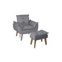 Ver imagem 2 de Kit 2 Poltronas Decorativas Opala e Puff Opala Suede Cinza Su Decor