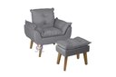 Ver imagem 2 de Kit 2 Poltronas Decorativas Opala e Puff Opala Suede Cinza Su Decor