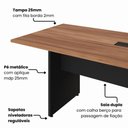 Ver imagem 5 de Mesa Reunião Retangular 200 cm X 90 cm Pés Painel para 8 Pessoas com 1 Caixa de Tomadas F5 Office