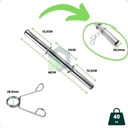 Kit Fitness de Barras Tubo Oca de 40cm - Barra W e Barra de 1,60m com Presilhas - 4