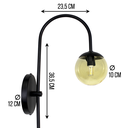 Ver imagem 2 de Arandela Arqueada Preta Globo Vidro Âmbar + Lâmpada Led G9 5w 6000k Bivolt