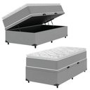 Ver imagem 1 de Cama Box Baú Solteiro Molas Ensacadas Pillow Top 88x188x66cm Martino Cinza Umaflex