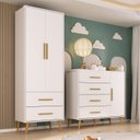 Ver imagem 1 de Quarto Infantil com Guarda-Roupa 2 Portas 2 Gavetas com Cômoda Magia Espresso Móveis Branco