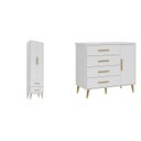 Ver imagem 2 de Quarto Infantil com Guarda-Roupa 2 Portas 2 Gavetas com Cômoda Magia Espresso Móveis Branco