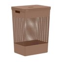 Ver imagem 1 de Cesto de Roupa Grid Marrom Amêndoa 49 L com Tampa 38 X 28 X 55,2 Cm ou