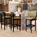 Ver imagem 1 de Kit 5 Banquetas Alta Bar Cozinha Sala Jantar Fixa Betta L02 Preto Couríssimo Casco Fendi - Lyam Deco