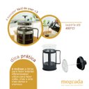Ver imagem 4 de Cafeteira Prensa Francesa 600ml Vidro Borossilicato Preta - Mozcada