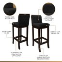 Ver imagem 4 de Kit 5 Banquetas Alta para Balcão de Cozinha Nice Madeira Maciça Matelassê Suede Preto Ccs