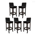 Ver imagem 1 de Kit 5 Banquetas Alta para Balcão de Cozinha Nice Madeira Maciça Matelassê Suede Preto Ccs