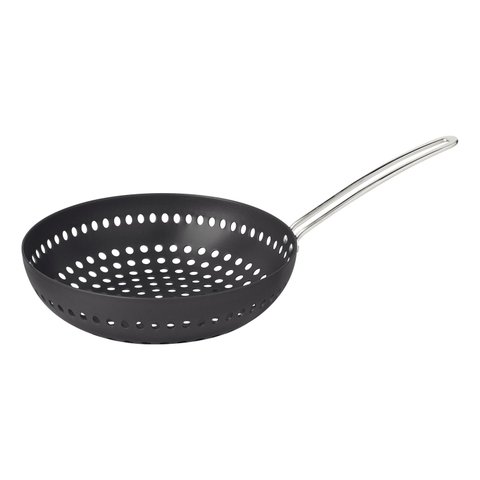 Grelha Wok Furada Churrasco 26 cm Alumínio Anodizado com Cabo Tramontina