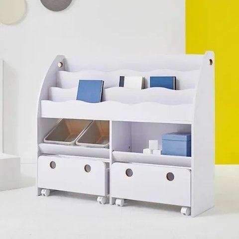 Organizador Infantil Livreiro com Baús Renan 100% Mdf (freijó)