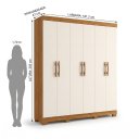 Ver imagem 4 de Guarda-Roupa Casal 6 Portas 2 Gavetas com Pés Majestic 181cm MDP - Nature / Offwhite