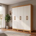 Ver imagem 1 de Guarda-Roupa Casal 6 Portas 2 Gavetas com Pés Majestic 181cm MDP - Nature / Offwhite