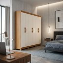 Ver imagem 5 de Guarda-Roupa Casal 6 Portas 2 Gavetas com Pés Majestic 181cm MDP - Nature / Offwhite