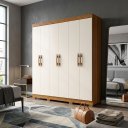 Ver imagem 6 de Guarda-Roupa Casal 6 Portas 2 Gavetas com Pés Majestic 181cm MDP - Nature / Offwhite