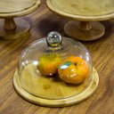 Ver imagem 2 de PRATO BOLO 15x26x26cm BAMBU NATURAL TAMPA VIDRO