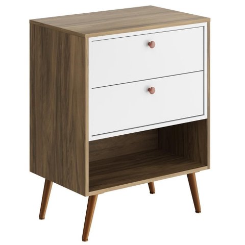Balcão Gabinete para Banheiro com Pés 60cm Lionel B06 Branco Nogal - Lyam Decor